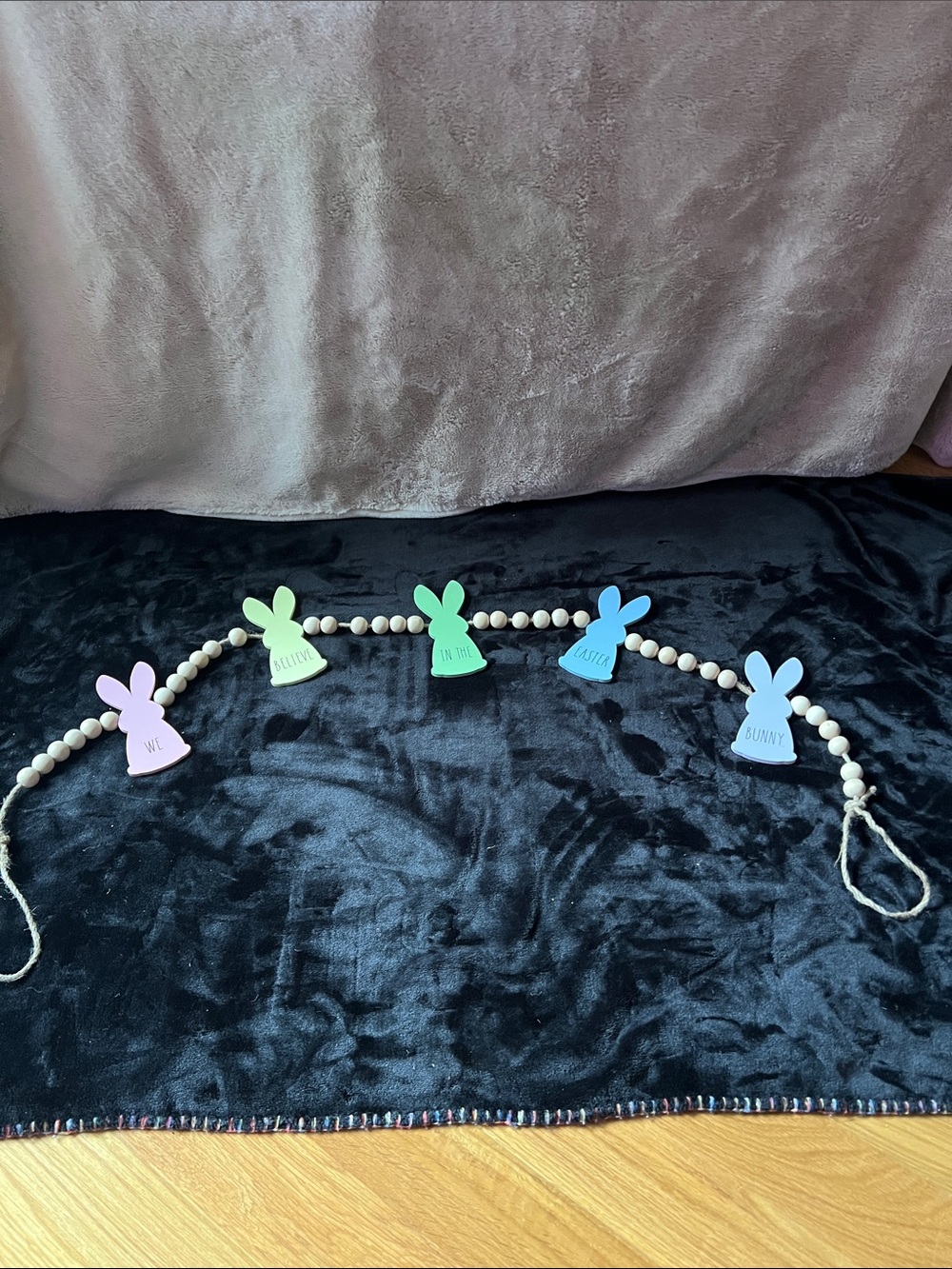 Rae Dunn Pastel Bunny Bead Garland - Pink Green Blue